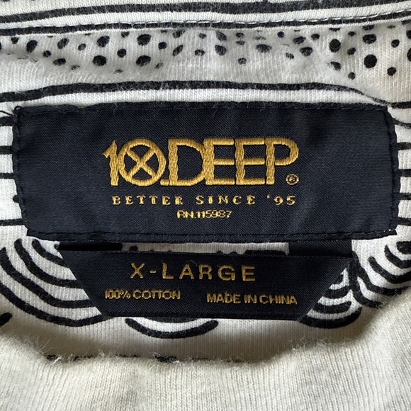 10.Deep Nightwork T-Shirt Mens XL Graphic Stripe Tee White Black Skate Retro - Picture 4 of 7